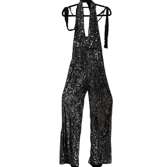 Maeve Pants - Maeve Glittering Black Sequin Jumpsuit XS263